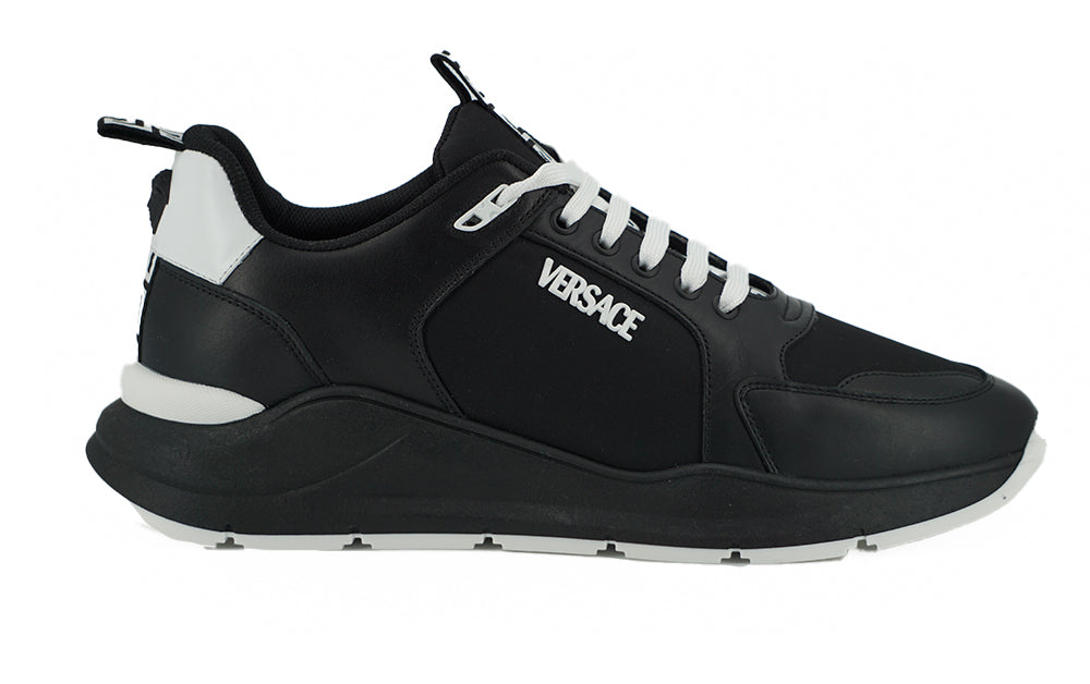 Versace Sleek Black Leather Medusa Sneakers