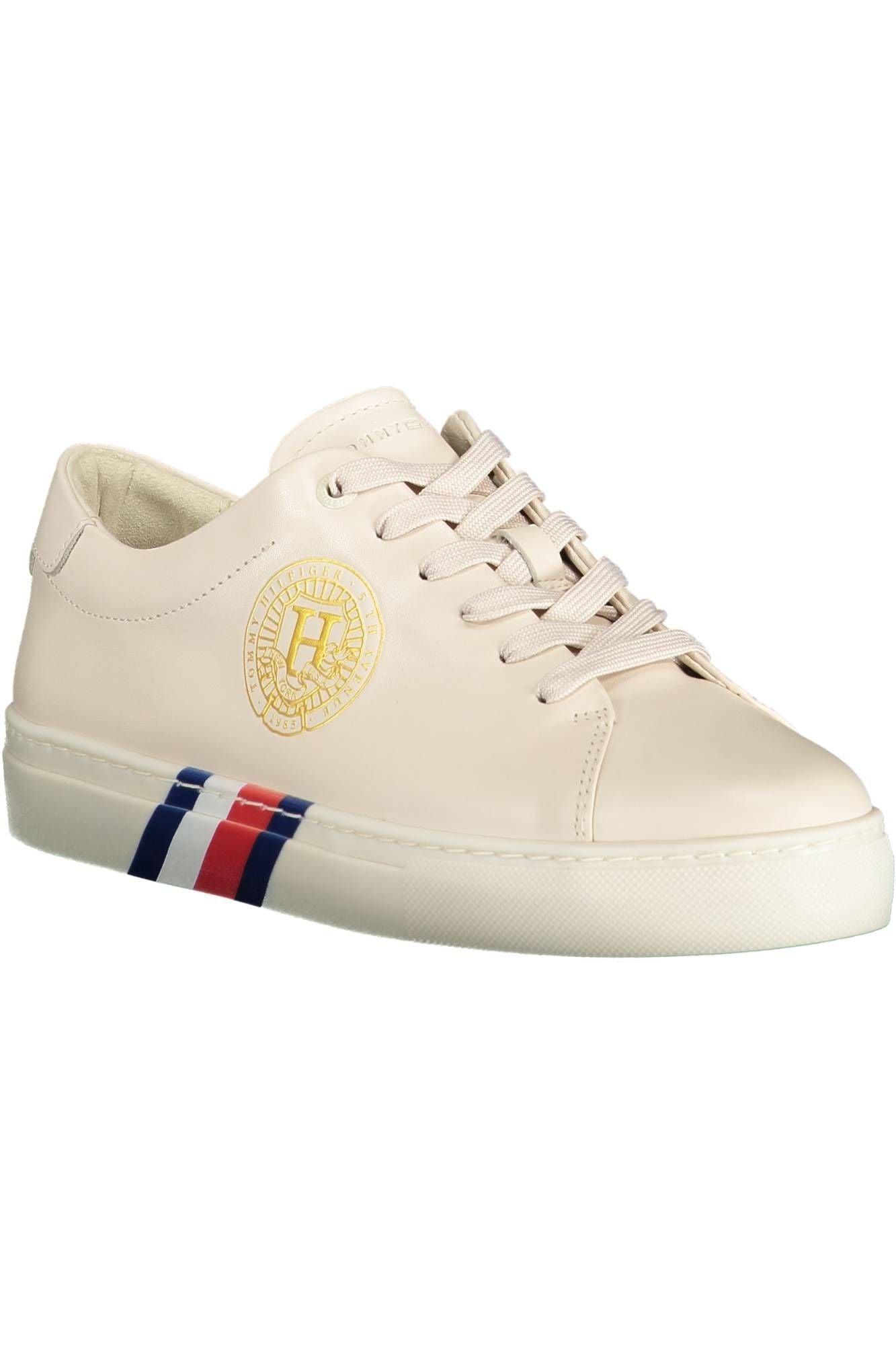 Tommy Hilfiger Beige Lace-Up Sneaker with Iconic Accents